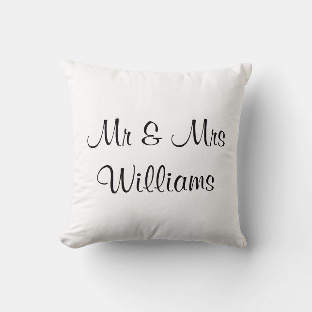 Wedding White "We Did" Monogrammed Pillow (Front)