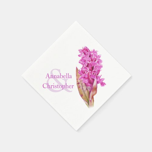 Wedding wild orchid watercolor paper napkin