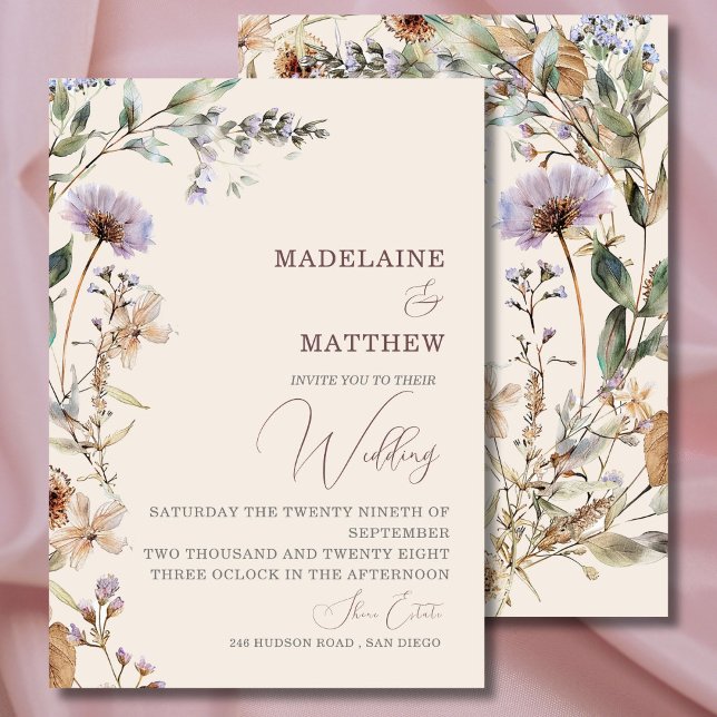 Wedding Wildflowers Cream Elegant Modern  Invitation (Creator Uploaded)