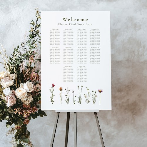 Wedding wildflowers Seating Foam Board