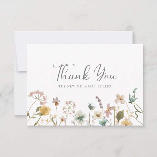 Wedding Wildflowers Thank You Card (Front)