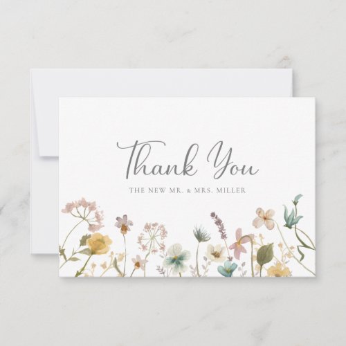 Wedding Wildflowers Thank You Card