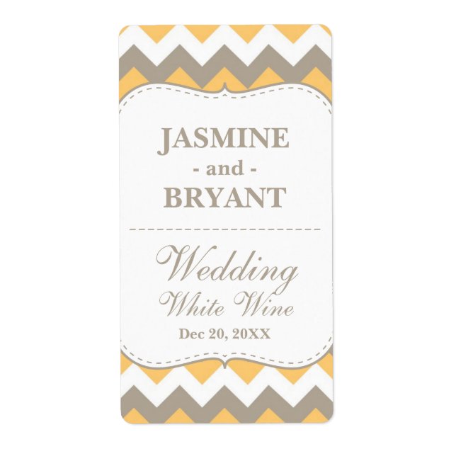 Wedding Wine Bottle Chevron Pattern Favor Label (Front)