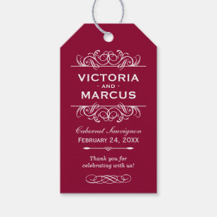Wedding Wine Bottle Monogram Favor Tags