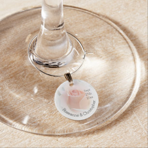 Wedding Wine Charm Peach Pink Rosebud