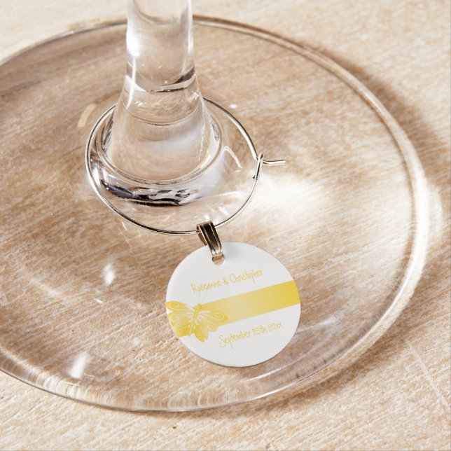 Wedding Wine Charm Yellow Butterfly (In Situ)