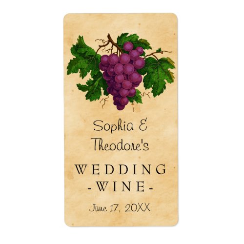 Wedding Wine Elegant Vintage Purple Grapes Custom Label