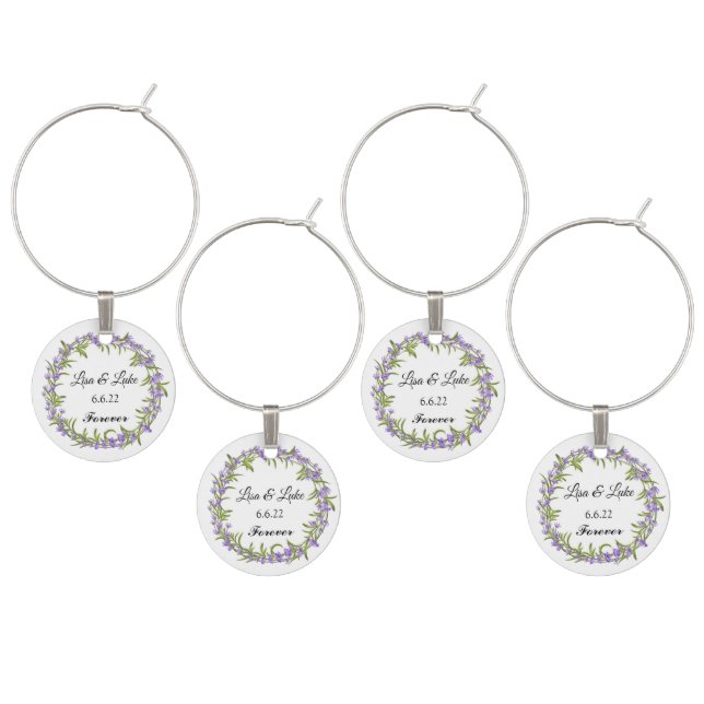 Wedding Wine Glass Charm (Staggered)