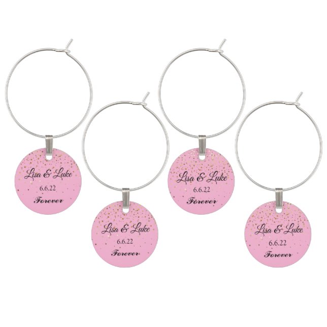Wedding Wine Glass Charm (Staggered)