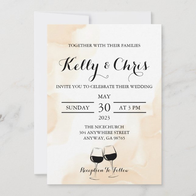 Wedding Wine Glasses Invitation (Front)