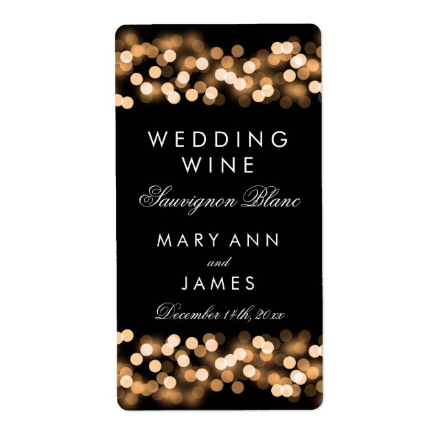 Wedding Wine Label Gold Hollywood Glam (Front)