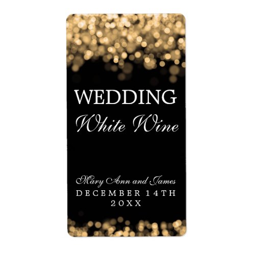 Wedding Wine Label Gold Lights