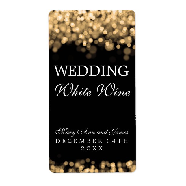 Wedding Wine Label Gold Lights (Front)