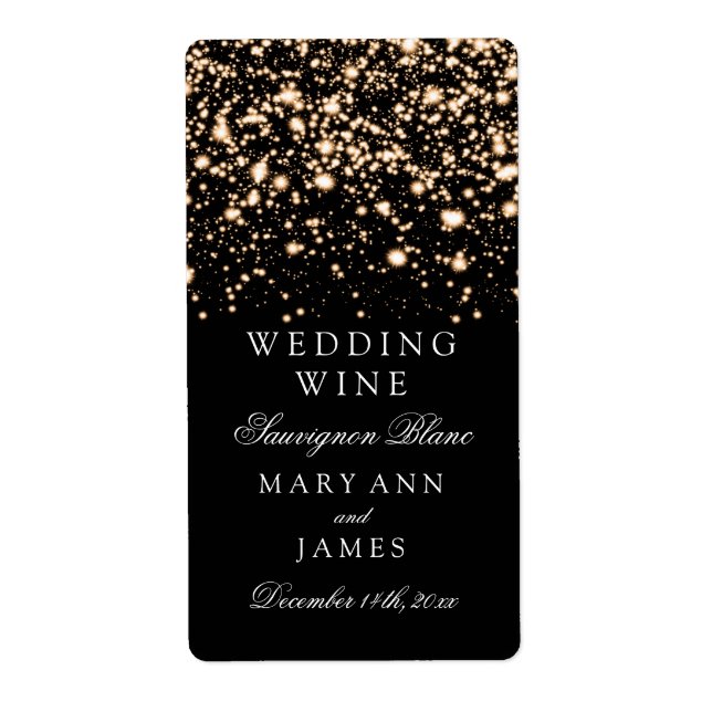 Wedding Wine Label Gold Midnight Glam (Front)