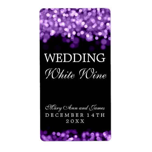 Wedding Wine Label Purple Lights