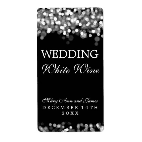 Wedding Wine Label Silver Lights