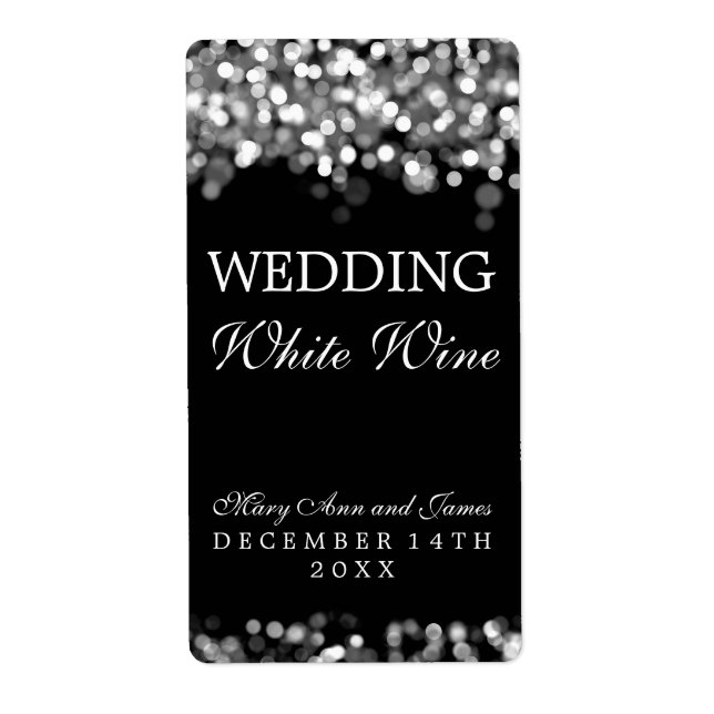 Wedding Wine Label Silver Lights (Front)