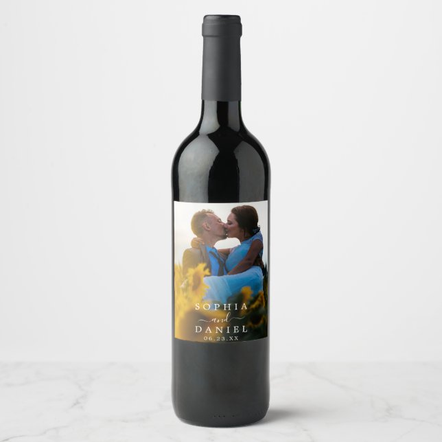 Wedding Wine Labels Favors with Photo (Front)