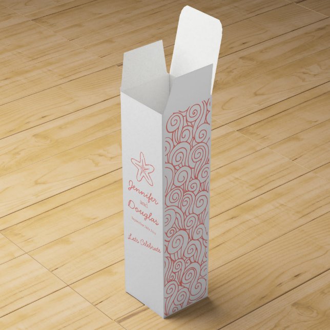 Wedding wine personalized starfish sea wine box (Opened)