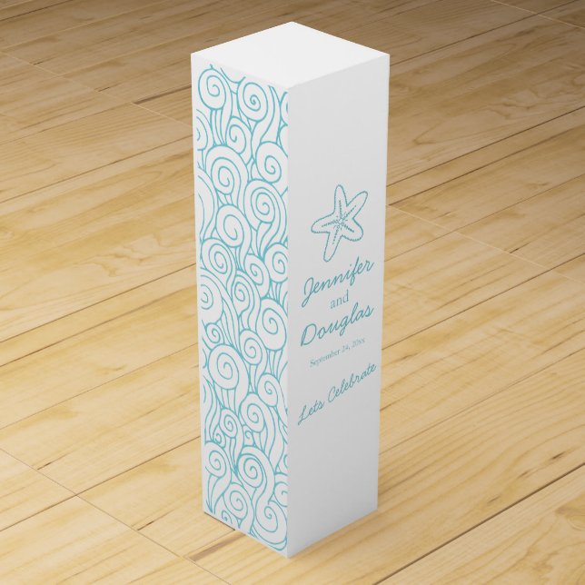 Wedding wine personalized starfish sea wine box (Front)