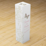 Wedding wine personalized two butterflies wine box<br><div class="desc">Beautiful graphic art of two butterflies painted lady with a swallowtail with a floral swirl wedding wine box. Modern wedding design part of the butterflies wedding stationary set. Ideal to give wine out to your guests at a wedding as a thank you, to give as a gift at a bridal...</div>