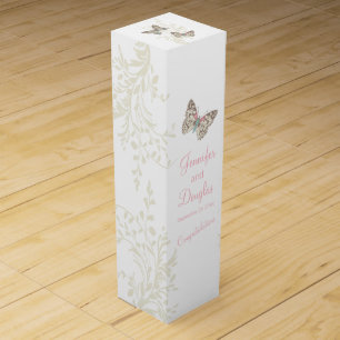 Wedding wine personalized two butterflies wine box