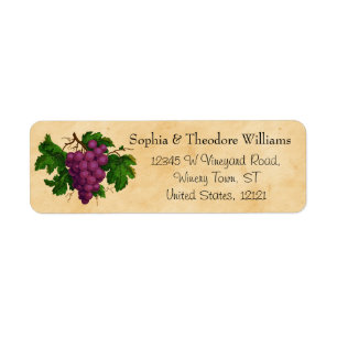 Wedding Wine Tasting Party Vintage Purple Grapes Label
