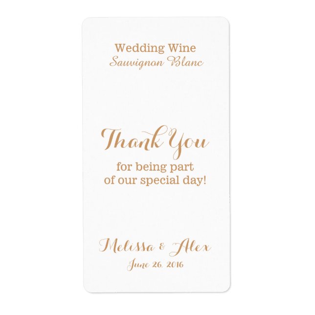 Wedding Wine Thank You Label (Front)