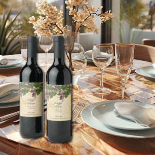 Wedding Winery, Vineyard Watercolor Rustic Wine Label