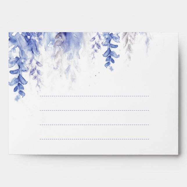 Wedding winter vine cascade blue gray place  envelope (Front)