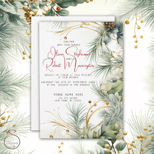 Wedding Winter Watercolor Botanical Invitation
