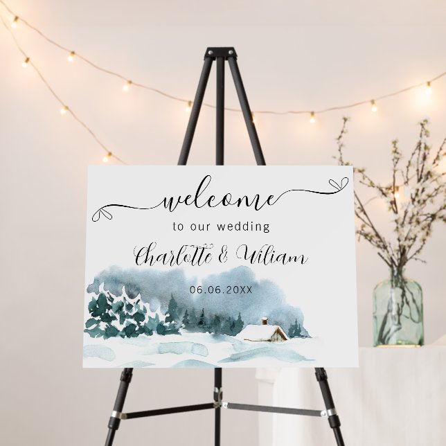 Wedding winter wonderland reception welcome foam board (In Situ (Stand))