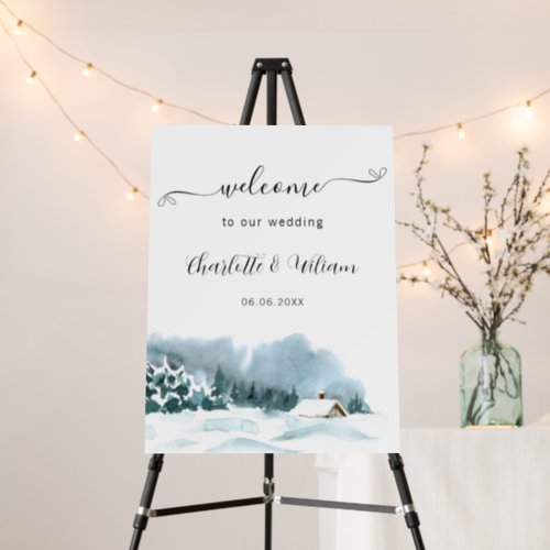 Wedding winter wonderland reception welcome foam board