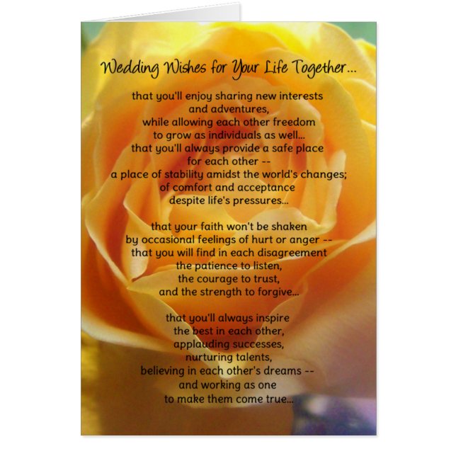 Wedding Wishes for Your Life Together... Cards (Front)