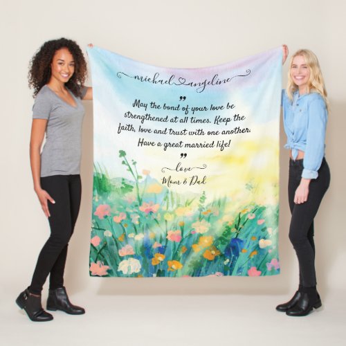 Wedding Wishes From Parents to Daughter _ Son Fleece Blanket