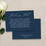 Wedding Wishing Well Calligraphy Script Navy Blue Enclosure Card<br><div class="desc">Modern wedding wishing well insert card with elegant script calligraphy and editable poem. Minimalist yet striking design in navy blue and white. Coordinating invitations, stationery and day of event decor can be found in my Wedding Colors collection. If you would like different colors or additional templates for matching products, please...</div>