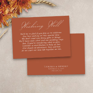Wedding Wishing Well Calligraphy Script Terracotta Enclosure Card