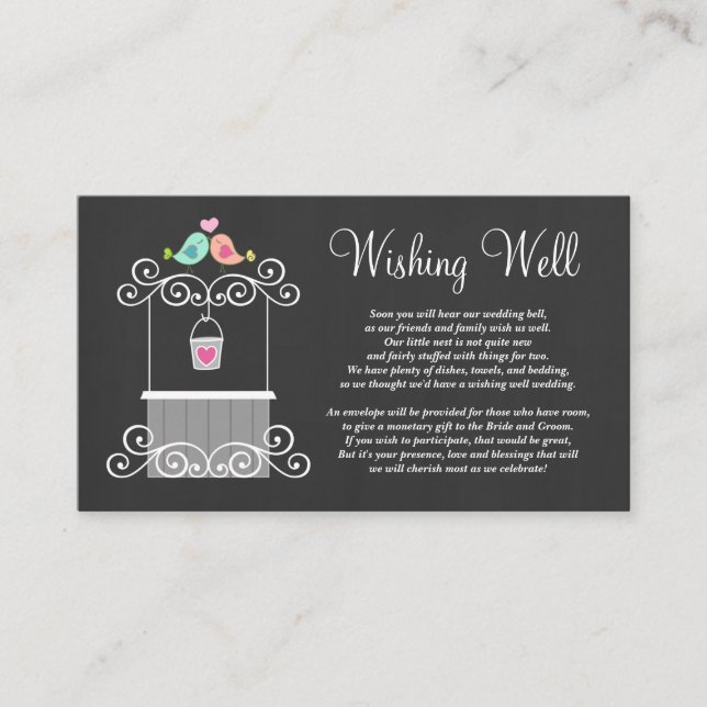 Wedding Wishing Well Cute Love Birds Enclosure Card (Front)