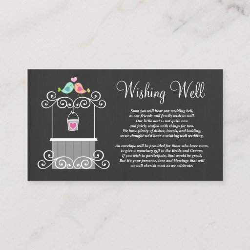 Customizable Wedding Wishing Well Cute Love Birds Business Card