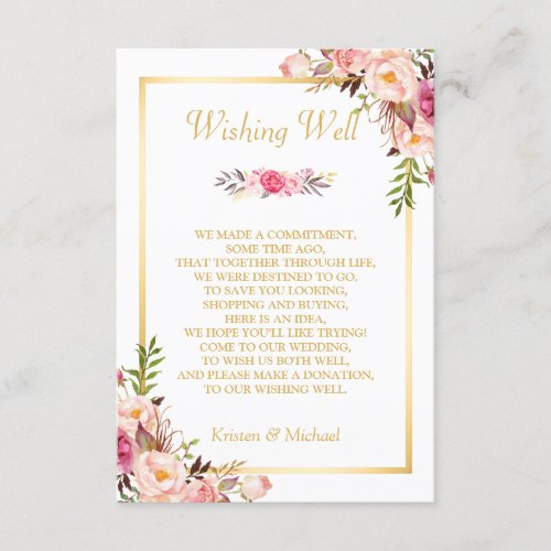 Wedding Wishing Well Gold Elegant Chic Floral Card