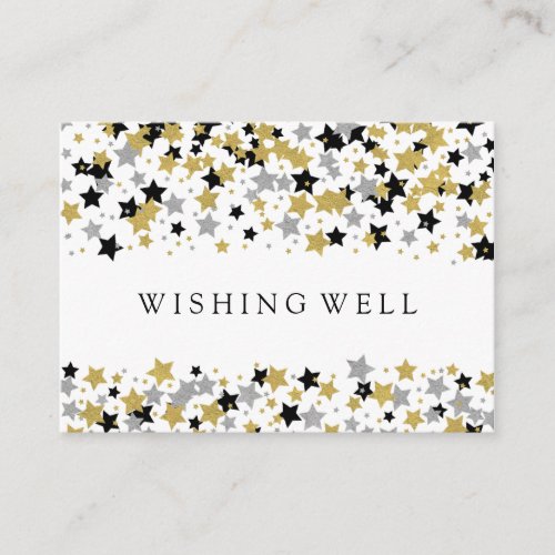 Wedding Wishing Well Gold Glitter Stars Confetti Enclosure Card