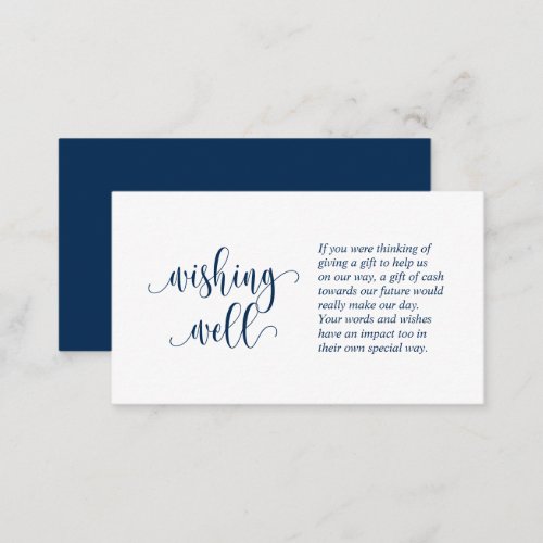 Wedding Wishing Well Modern Navy Blue Script  Enclosure Card
