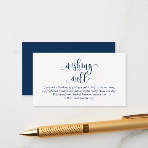 Wedding Wishing Well Modern Navy Blue Script  Enclosure Card