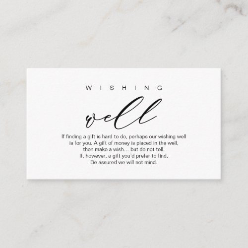 Wedding Wishing Well Modern Romantic Script Enclo Enclosure Card