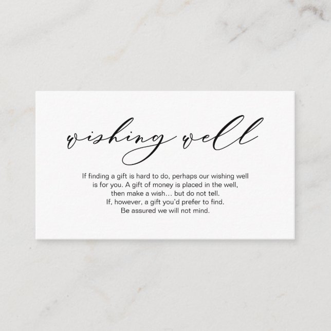Wedding Wishing Well, Modern Romantic Script Enclosure Card (Front)