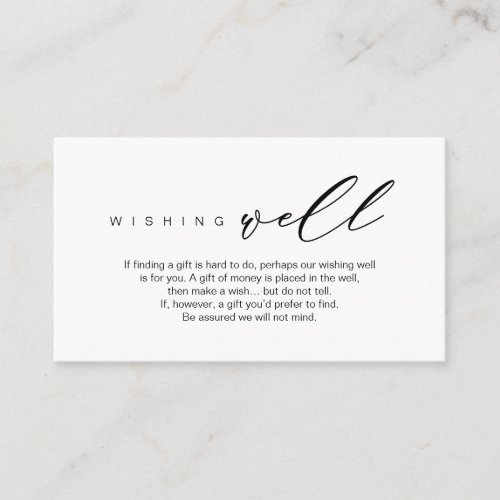 Wedding Wishing Well Modern Romantic Script  Enclosure Card