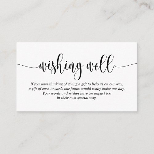 Wedding Wishing Well Modern Script Design Enclosure Card