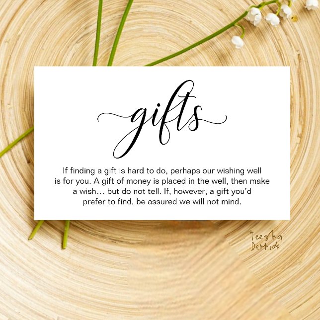 Wedding Wishing Well, Monetary Gift Registry Enclosure Card (Wedding Wishing Well, Monetary Gift Registry Enclosure Card in Black and White)