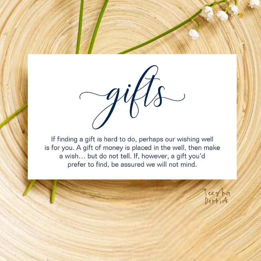 Wedding Wishing Well, Monetary Gift Registry Enclosure Card