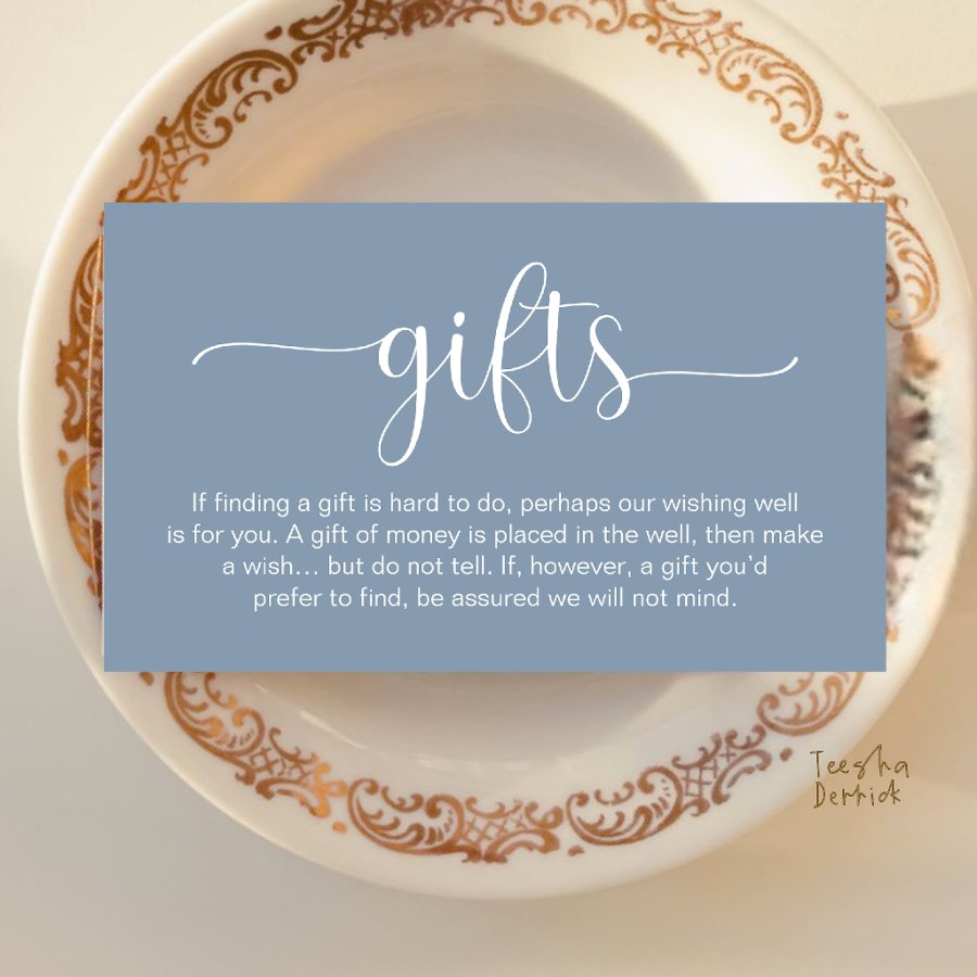 Wedding Wishing Well, Monetary Gift Registry Enclosure Card